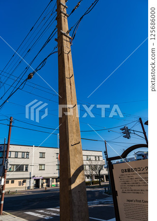 Japan's oldest concrete utility pole in Hakodate 125686000
