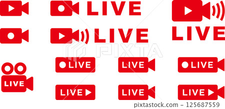 Live streaming icon video red 125687559