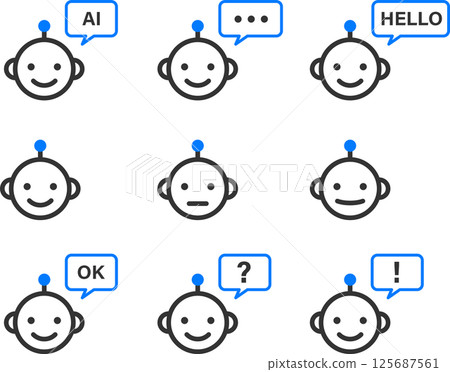 Simple AI robot icon set 125687561