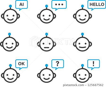 Simple AI robot icon set orange 125687562