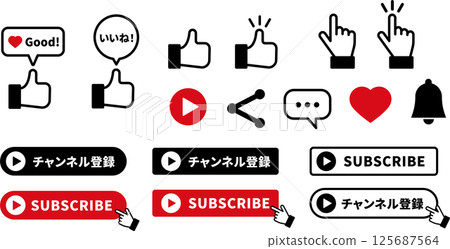 訂閱,喜歡,好!按鈕圖示集 訂閱,喜歡,好!按鈕圖示集 125687564