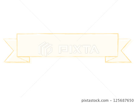 黃色手繪風格絲帶標題框 125687650