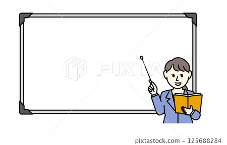 Illustration of a woman explaining on a whiteboard Illustration of a woman explaining on a whiteboard 125688284