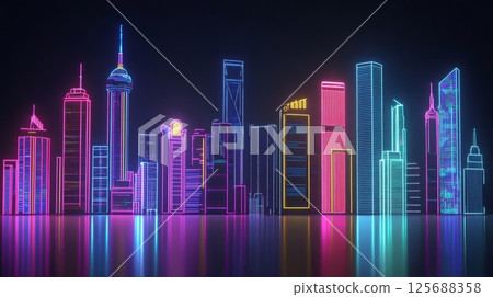 霓虹燈閃爍的建築物 125688358