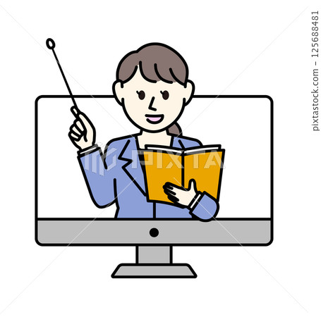 Woman explaining online Woman explaining online 125688481