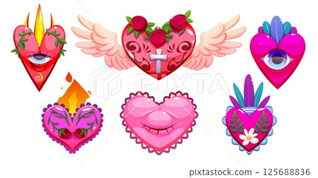 Mexican sacred hearts set 125688836