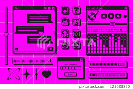 Retro user interface screens 125688850