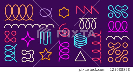 Neon color spring coil shapes set 125688858