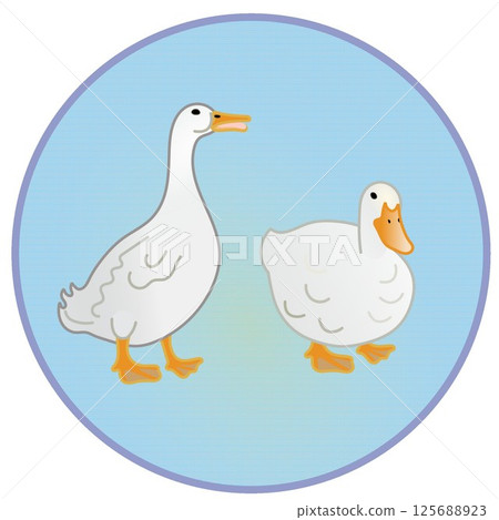 Illustration of a duck with a circular background 125688923