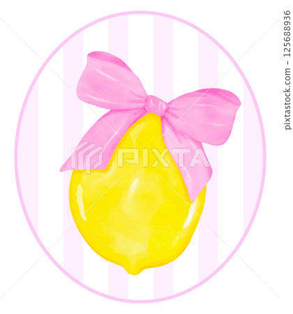 Coquette Lemon with Pink Ribbon Bow Watercolor in Oval Preppy Frame, Girly Summer Vintage wall art printable Coquette Lemon with Pink Ribbon Bow Watercolor in Oval Preppy Frame, Girly Summer Vintage wall art printable 125688936