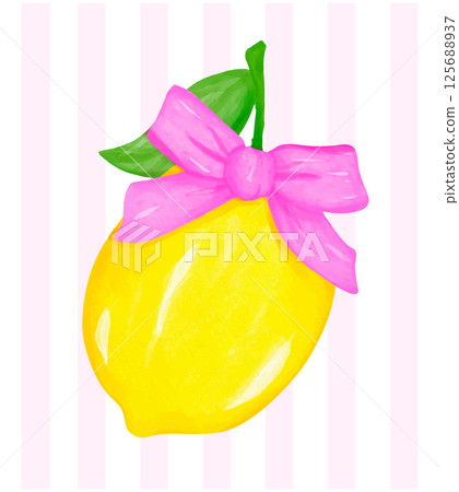 Coquette Lemon with Pink Ribbon Bow Watercolor on Preppy background, Girly Summer Vintage printable Coquette Lemon with Pink Ribbon Bow Watercolor on Preppy background, Girly Summer Vintage printable 125688937