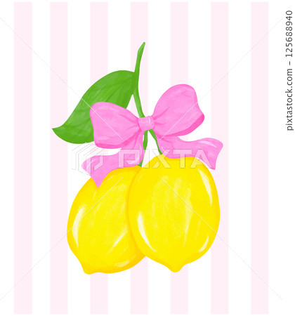 Coquette Lemons with Pink Bow Watercolor Girly Summer Vintage wall art printable Coquette Lemons with Pink Bow Watercolor Girly Summer Vintage wall art printable 125688940