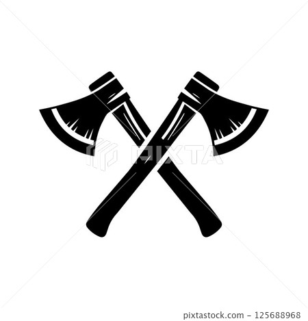Crossed axe icon silhouette flat vector art illustration design template Crossed axe icon silhouette flat vector art illustration design template 125688968