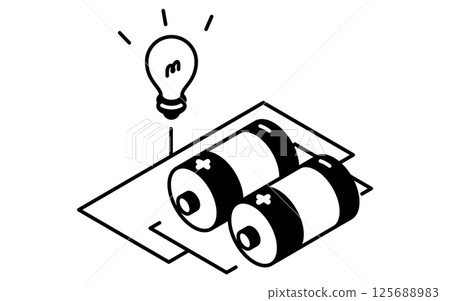 Simple line icon of parallel connected batteries, isometric illustration Simple line icon of parallel connected batteries, isometric illustration 125688983
