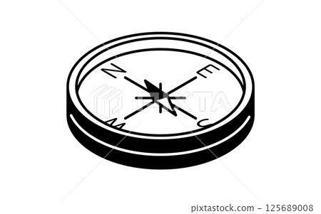Simple line icon of a compass pointing north-northeast, isometric illustration 125689008