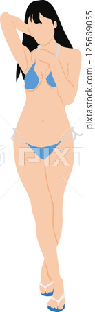 身穿泳衣的女子擺姿勢的插圖 125689055