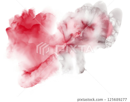 酒精墨水，紅色水彩紋理，塗抹 125689277