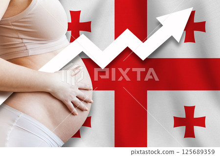 Georgian increasing birth rate. Demographics and pregnancy in Georgia concept. Georgian increasing birth rate. Demographics and pregnancy in Georgia concept. 125689359