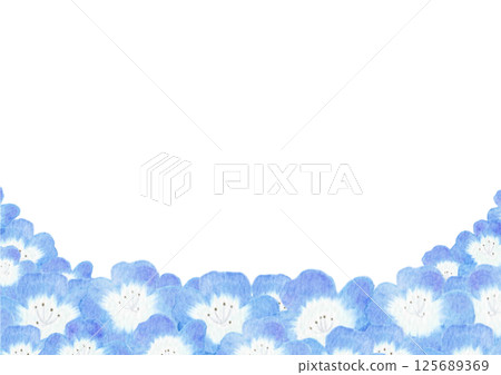 柔和的水彩粉蝶花框架插圖 柔和的水彩粉蝶花框架插圖 125689369