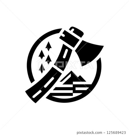 Axe silhouette icon vector art design isolated on a white background 125689423