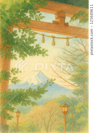 富士山與鳥居－16種描繪日本四季美景的風格 125689611