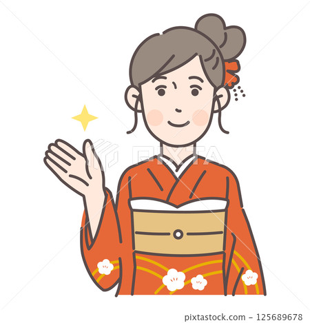 身穿長袖和服的女士正在參觀 1 125689678