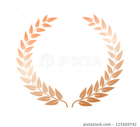 A bronze laurel wreath representing third-place achievements, recognition, and perseverance. Ideal for competitions and awards. 125689742