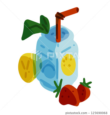 Summer Fruit Lemonade Cartoon Illustration 125690068