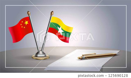 Small national flag of China and Myanmar flag Relation, Template Vector Illustration Small national flag of China and Myanmar flag Relation, Template Vector Illustration 125690128