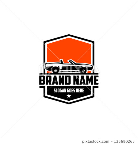 legendary car mustang mach 1 isolated on white background side view. best for logos and badges. with amazing twilight view 125690263