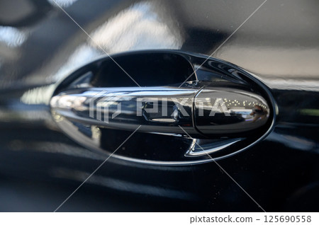 Modern door handle new car. Smart retractable door handles 125690558