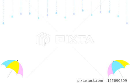A vertical rain frame with colorful umbrellas spreading out to the left and right A vertical rain frame with colorful umbrellas spreading out to the left and right 125690809