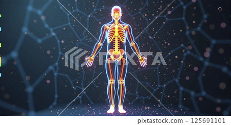 Graphic conceptual illustration of the nervous system in humans with external influences from the environment, perception via the sensory organs 125691101
