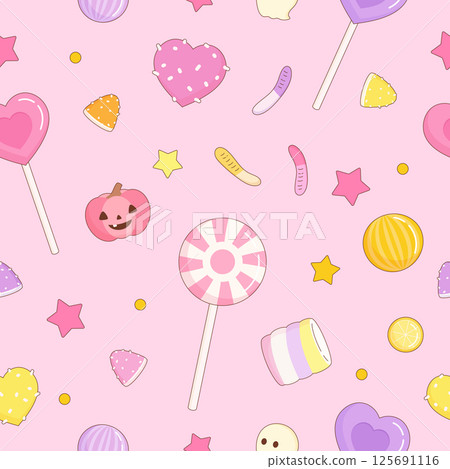 pink halloween candy party pattern 125691116