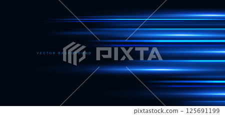 Blue beam horizontal moving fast lines on dark background. Blue beam horizontal moving fast lines on dark background. 125691199