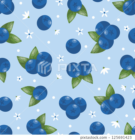 Seamless pattern of blueberries on a blue background Seamless pattern of blueberries on a blue background 125691423