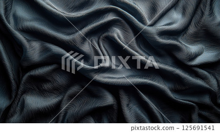 Close-up of flowing teal fabric, showcasing a luxurious, elegant texture in a studio setting. Close-up of flowing teal fabric, showcasing a luxurious, elegant texture in a studio setting. 125691541