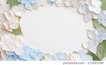 Hydrangea frame Hand-drawn AI-generated background material 16:9 size 125691594