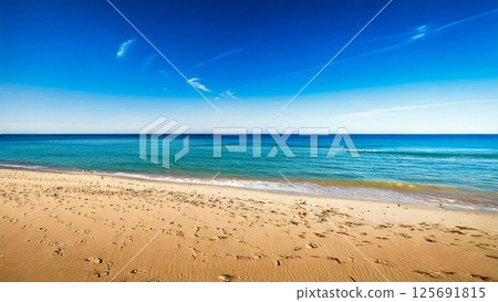 寬闊的盛夏沙灘和大海背景素材傳單、橫幅、視訊素材AI生成素材 125691815