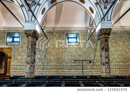 Setubal, Portugal - Feb 28, 2025: Interior of Monastery of Jesus of Setubal in Portugal. Church of the former Monastery 125691970