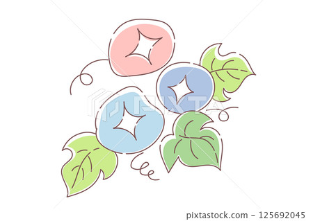 簡單可愛的牽牛花向量插圖 125692045