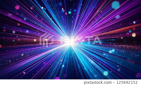 Magical sparkling space-style sunburst blue-purple light blue background material 16:9 size AI-generated material 125692152