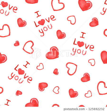 Seamless Pattern Watercolor Hearts Valentino Day Seamless Pattern Watercolor Hearts Valentino Day 125692232
