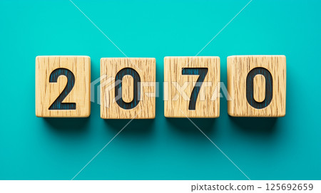 2070 溫暖木紋木塊 |綠松石背景 125692659