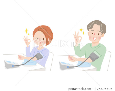 Middle couple to measure blood pressure Middle couple to measure blood pressure 125693506
