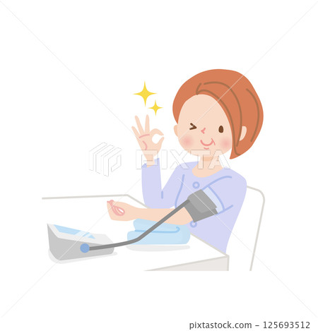 Middle-aged women measuring blood pressure 125693512