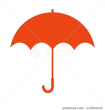 Red orange umbrella illustration icon, solid color, simple, white background, vector, png 125693826