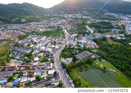 Aerial view of Kathu district Phuket Thailand from Drone camera High angle view 125693878