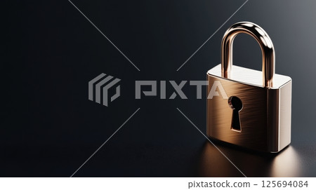 Shiny Metal Lock Protecting Confidential Information and Secured Assets 125694084