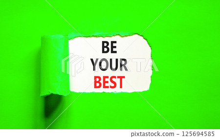 Motivational be your best symbol. Concept words Be your best on beautiful white paper. Beautiful green table green background. Business motivational be your best concept. Copy space. Motivational be your best symbol. Concept words Be your best on beautiful white paper. Beautiful green table green background. Business motivational be your best concept. Copy space. 125694585